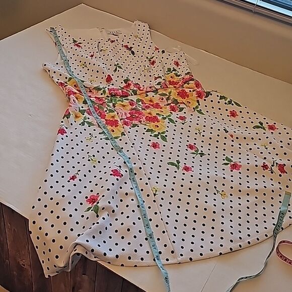 Elle floral and polka dot sleeveless zipper back lined dress size large - Picture 11 of 11